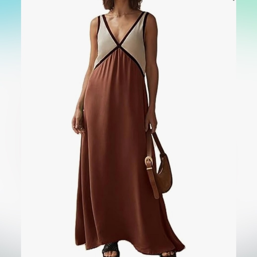 Elegant Brown and Cream Women's Dress